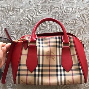 Sold Burberry Haymarket Check Leather Shoulder Bag